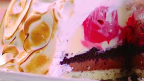 baked alaska with honey italian meringue