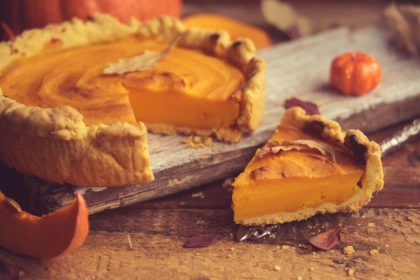 Homemade Pumpkin Pie with Autumn Decoration pumpkin pie recipe